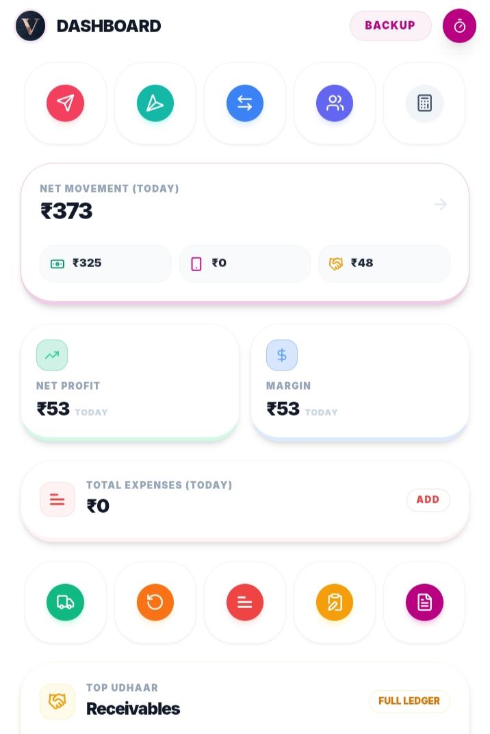 A professional mobile app mockup showing business dashboard